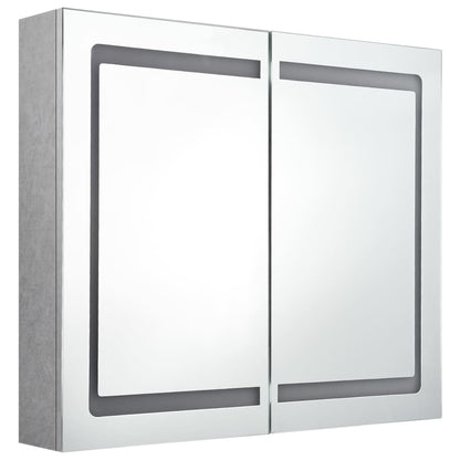Armadietto Bagno con Specchio e LED Grigio Cemento 80x12x68 cm | homemem39