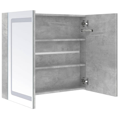 Armadietto Bagno con Specchio e LED Grigio Cemento 80x12x68 cm | homemem39