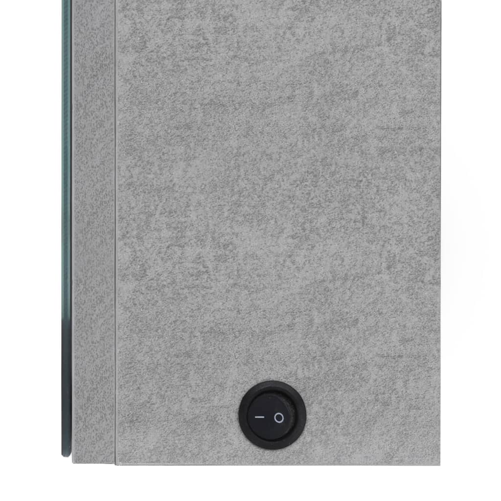 Armadietto Bagno con Specchio e LED Grigio Cemento 80x12x68 cm | homemem39
