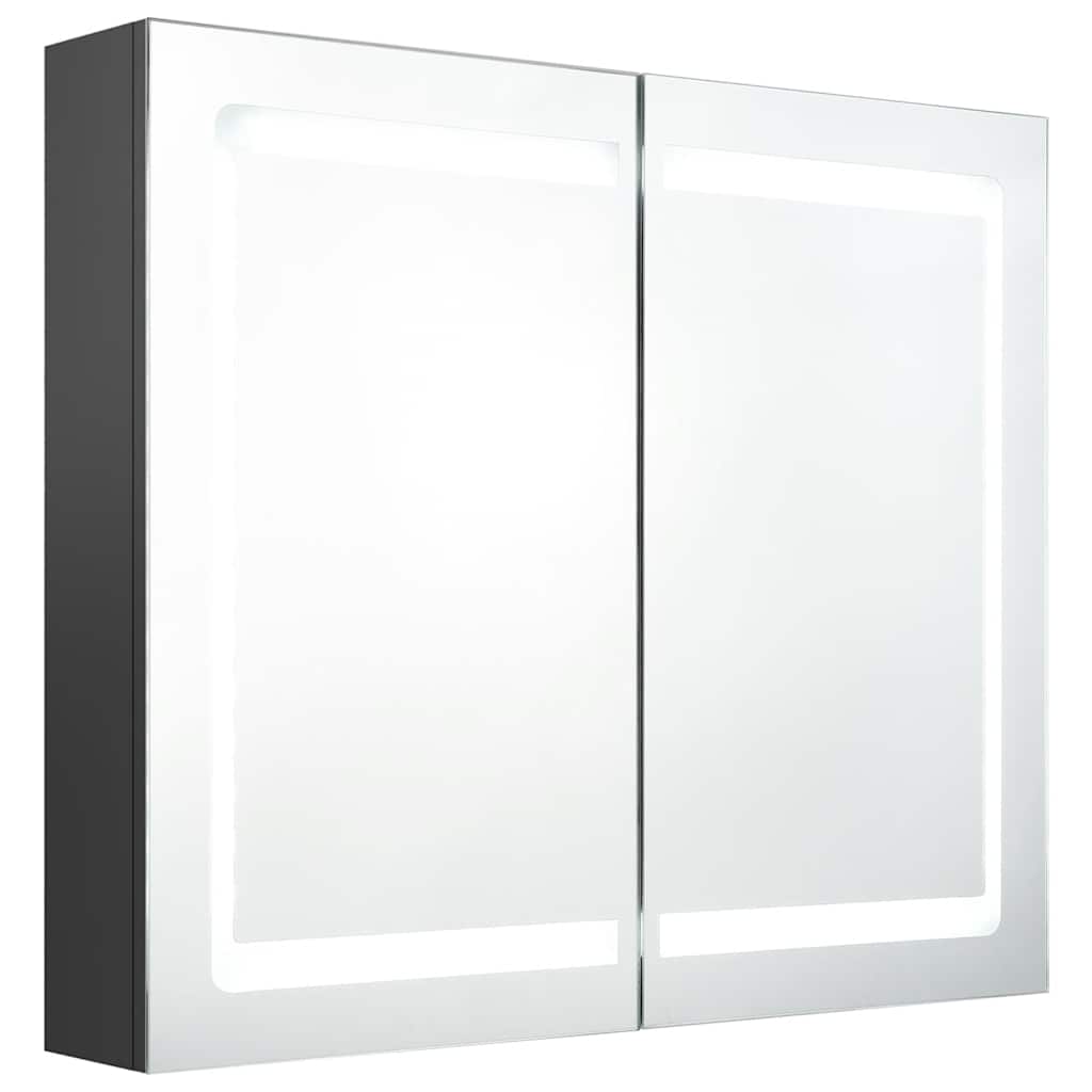 Armadietto Bagno con Specchio e LED Grigio 80x12x68 cm | homemem39