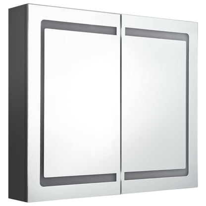 Armadietto Bagno con Specchio e LED Grigio 80x12x68 cm | homemem39