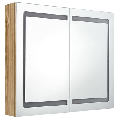 Armadietto Bagno con Specchio e LED Rovere 80x12x68 cm | homemem39