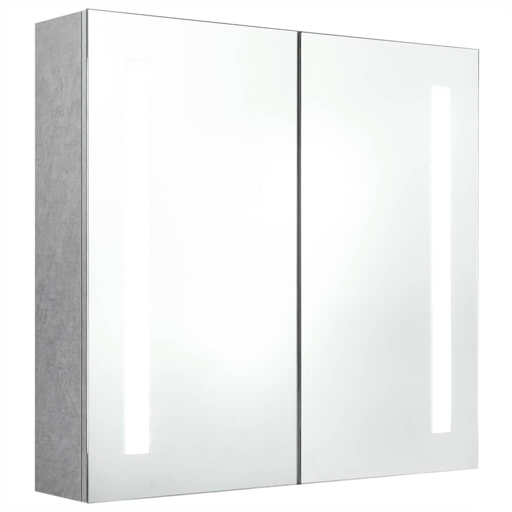 Armadietto Bagno con Specchio e LED Grigio Cemento 62x14x60 cm | homemem39