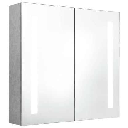 Armadietto Bagno con Specchio e LED Grigio Cemento 62x14x60 cm | homemem39
