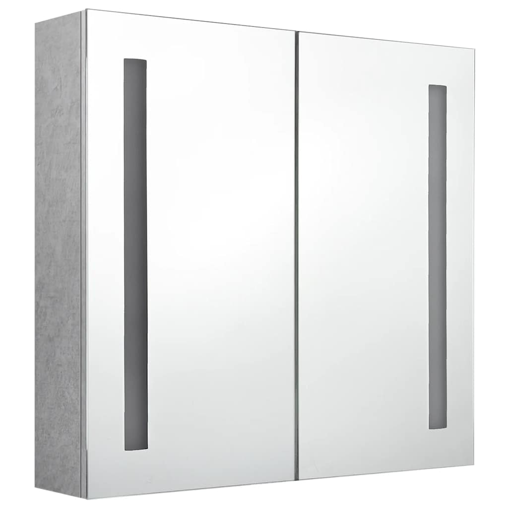 Armadietto Bagno con Specchio e LED Grigio Cemento 62x14x60 cm | homemem39