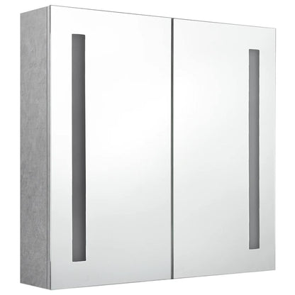 Armadietto Bagno con Specchio e LED Grigio Cemento 62x14x60 cm | homemem39