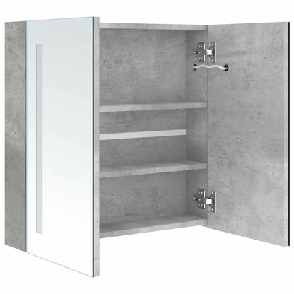 Armadietto Bagno con Specchio e LED Grigio Cemento 62x14x60 cm | homemem39