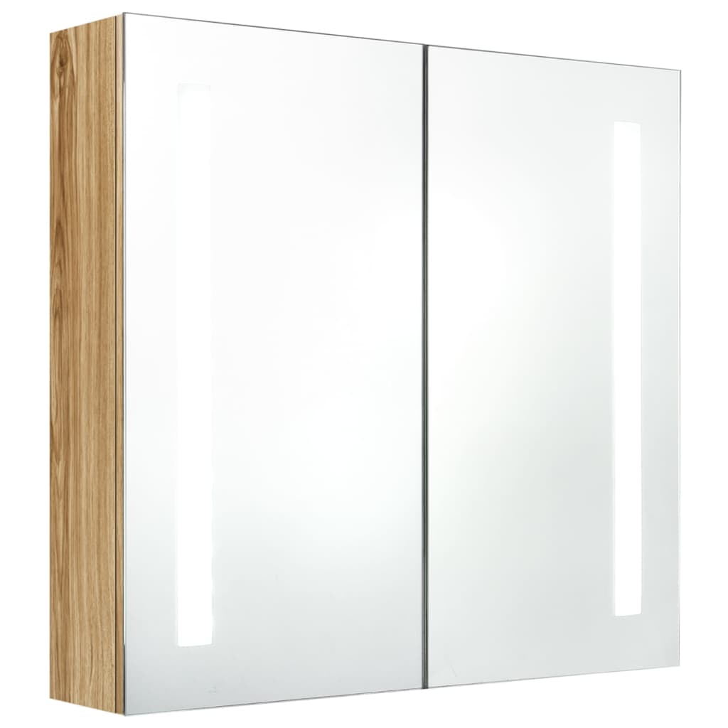Armadietto Bagno con Specchio e LED Rovere 62x14x60 cm | homemem39