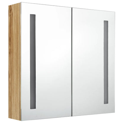 Armadietto Bagno con Specchio e LED Rovere 62x14x60 cm | homemem39