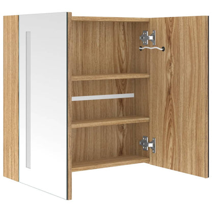 Armadietto Bagno con Specchio e LED Rovere 62x14x60 cm | homemem39