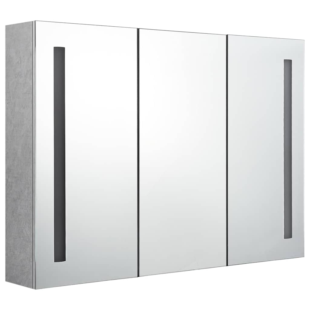 Armadietto Bagno con Specchio e LED Grigio Cemento 89x14x62 cm | homemem39