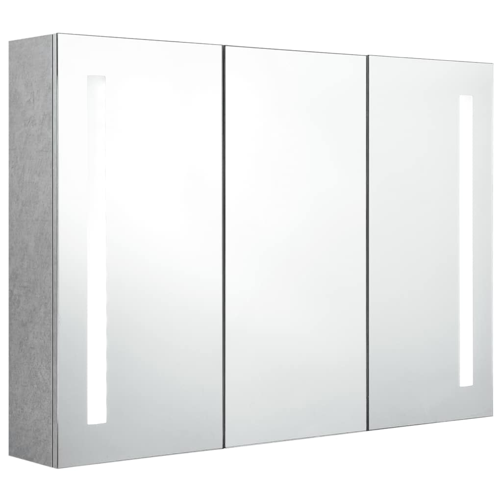 Armadietto Bagno con Specchio e LED Grigio Cemento 89x14x62 cm | homemem39