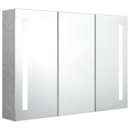 Armadietto Bagno con Specchio e LED Grigio Cemento 89x14x62 cm | homemem39