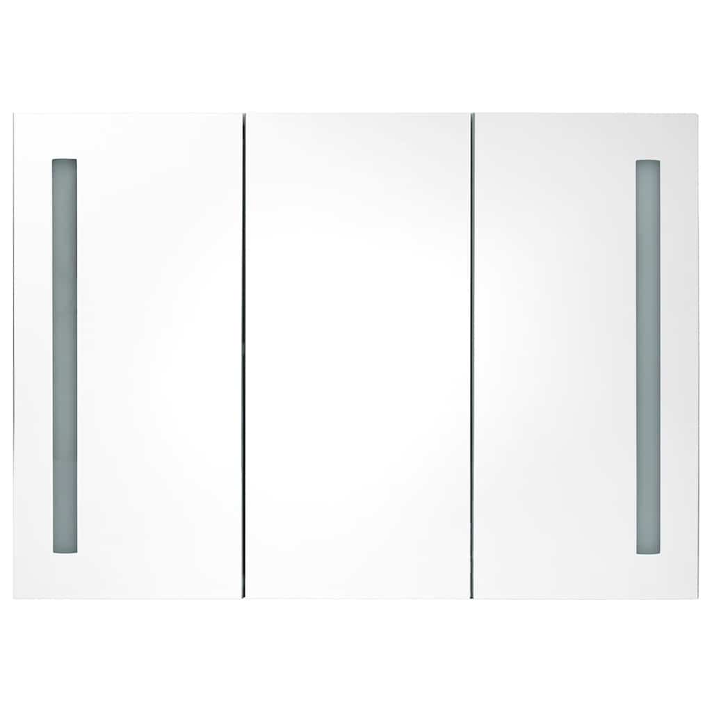Armadietto Bagno con Specchio e LED Grigio Cemento 89x14x62 cm | homemem39