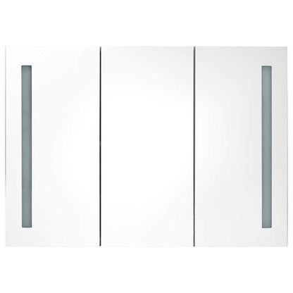 Armadietto Bagno con Specchio e LED Grigio Cemento 89x14x62 cm | homemem39