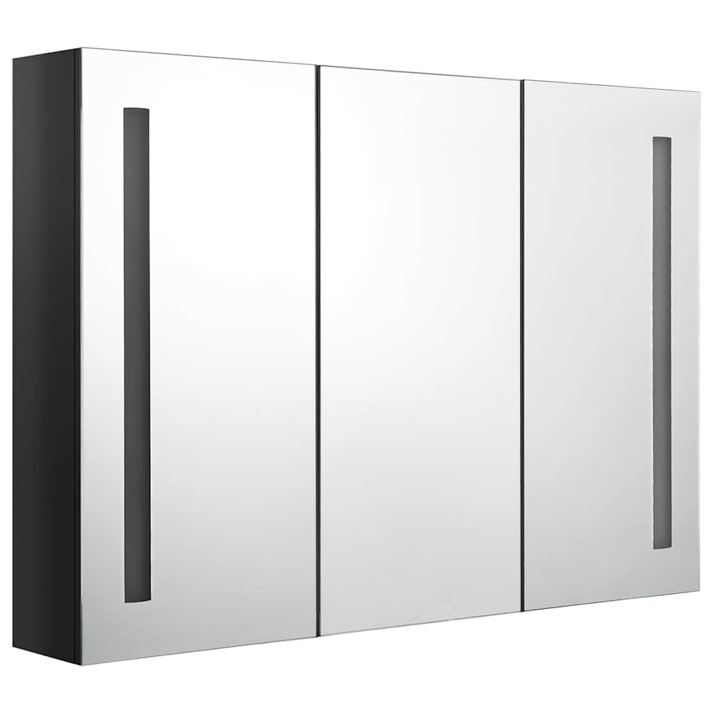 Armadietto Bagno con Specchio e LED Nero Lucido 89x14x62 cm | homemem39