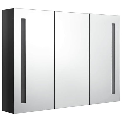 Armadietto Bagno con Specchio e LED Nero Lucido 89x14x62 cm | homemem39