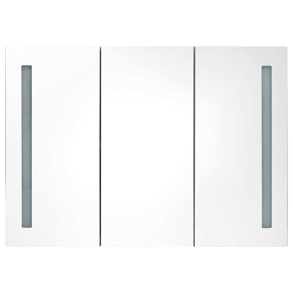 Armadietto Bagno con Specchio e LED Nero Lucido 89x14x62 cm | homemem39