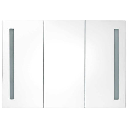 Armadietto Bagno con Specchio e LED Nero Lucido 89x14x62 cm | homemem39
