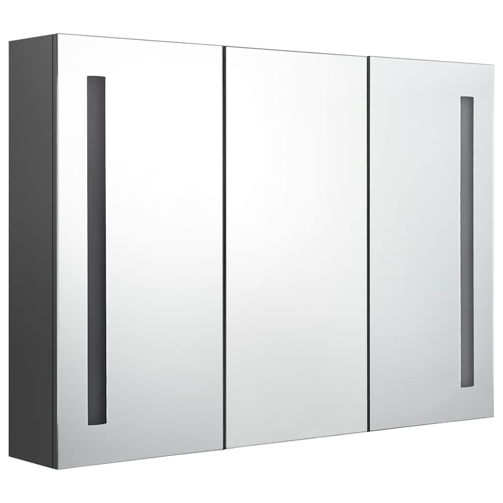 Armadietto Bagno con Specchio e LED 89x14x62 cm Grigio | homemem39