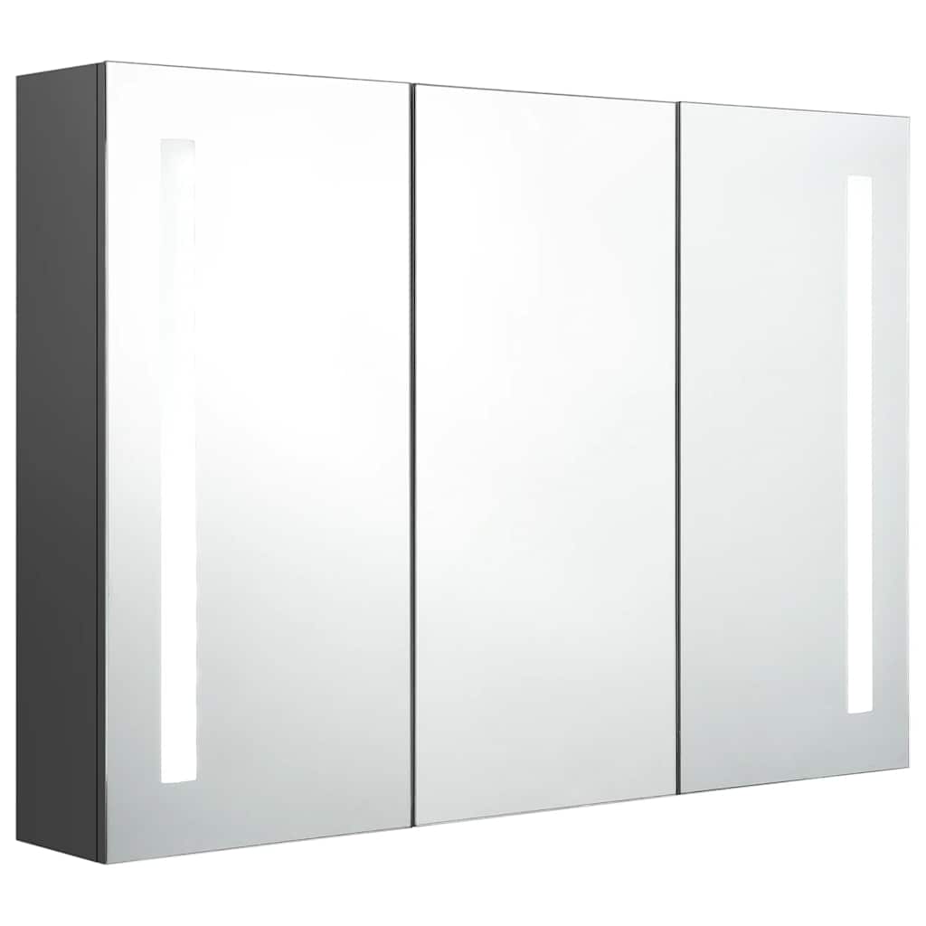 Armadietto Bagno con Specchio e LED 89x14x62 cm Grigio | homemem39