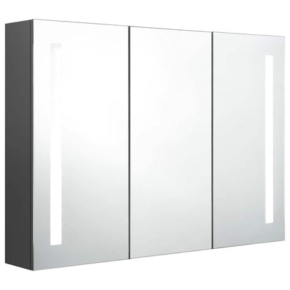 Armadietto Bagno con Specchio e LED 89x14x62 cm Grigio | homemem39