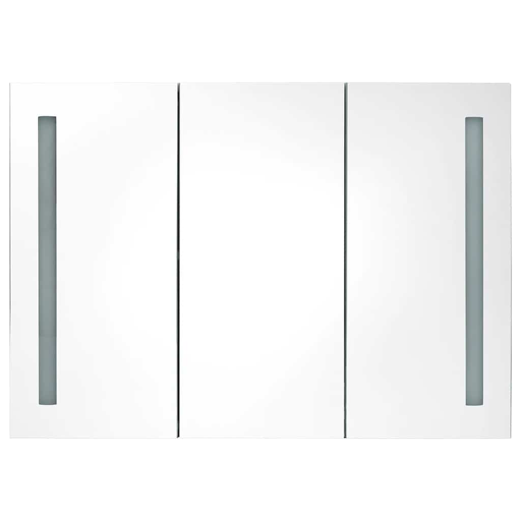 Armadietto Bagno con Specchio e LED 89x14x62 cm Rovere | homemem39