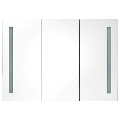 Armadietto Bagno con Specchio e LED 89x14x62 cm Rovere | homemem39
