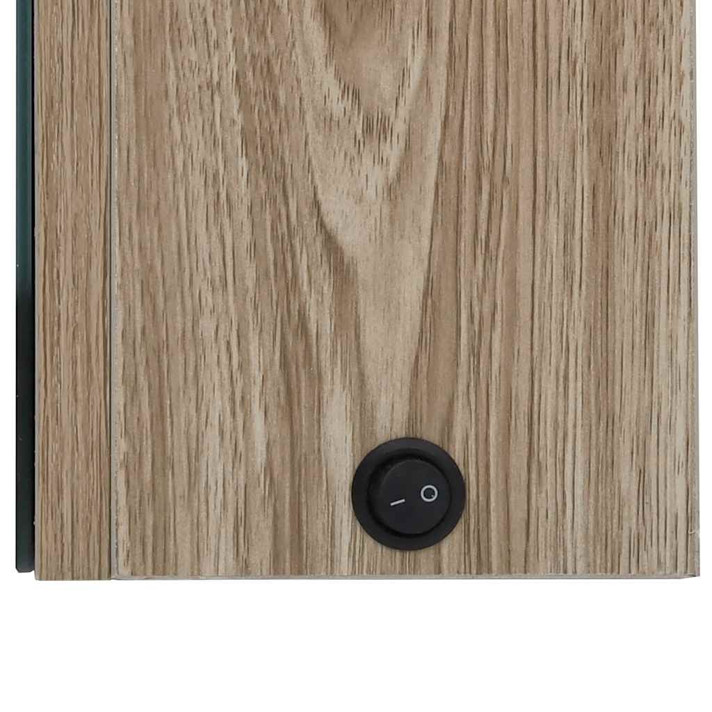 Armadietto Bagno con Specchio e LED 89x14x62 cm Rovere | homemem39