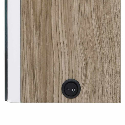 Armadietto Bagno con Specchio e LED 89x14x62 cm Bianco e Rovere | homemem39