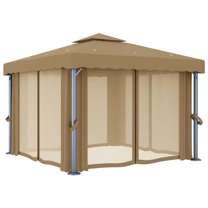 Gazebo con Tende 3x3 cm Grigio Talpa in Alluminio | homemem39