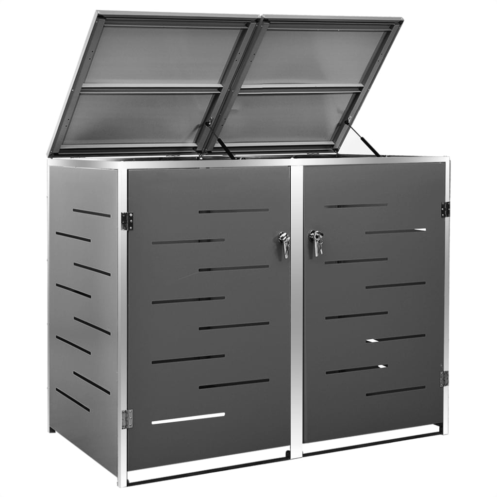 Copri Bidoni Pattumiera Doppia 138x77,5x112,5 cm Acciaio Inox - homemem39