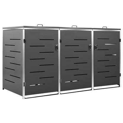 Copribidone per Spazzatura Triplo 207x77,5x112,5cm Acciaio Inox - homemem39