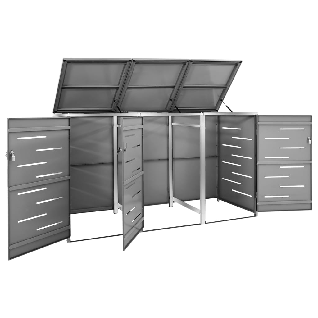 Copribidone per Spazzatura Triplo 207x77,5x112,5cm Acciaio Inox - homemem39