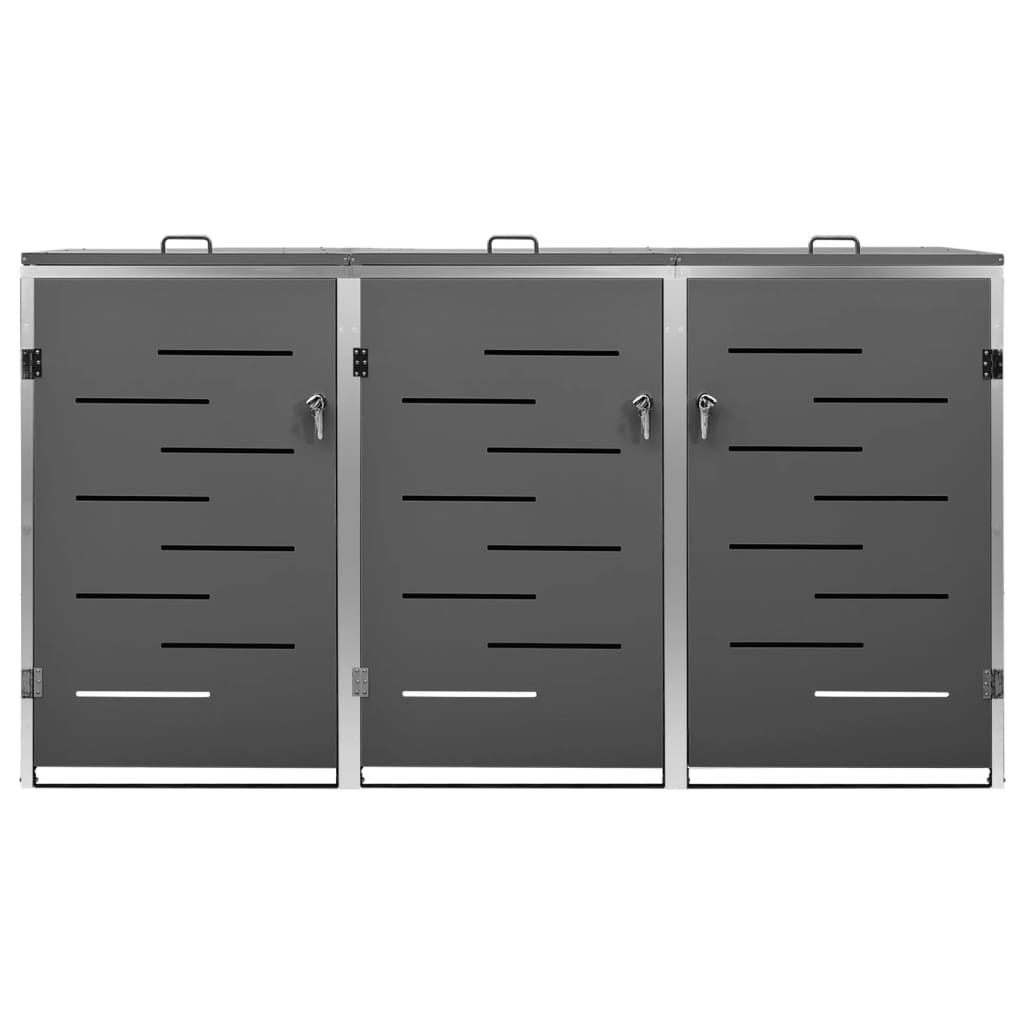 Copribidone per Spazzatura Triplo 207x77,5x112,5cm Acciaio Inox - homemem39