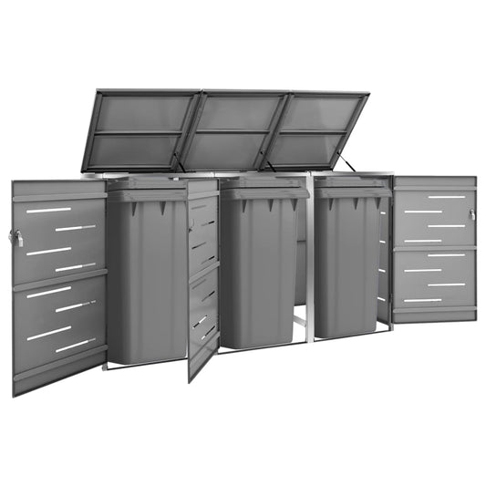 Copribidone per Spazzatura Triplo 207x77,5x112,5cm Acciaio Inox - homemem39