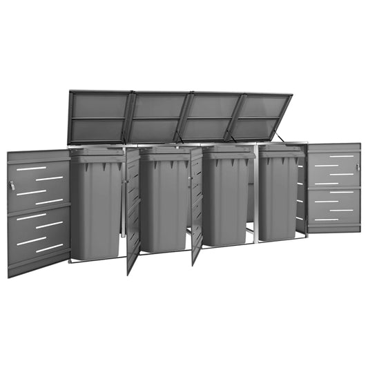 Copri Bidoni Pattume Quadruplo 276,5x77,5x112,5 cm Acciaio Inox - homemem39