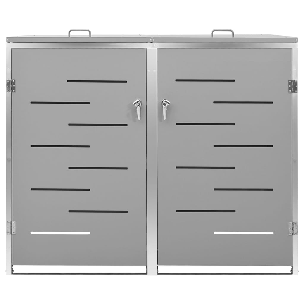 Copri Bidoni Pattumiera Doppia 138x77,5x112,5 cm Acciaio Inox - homemem39