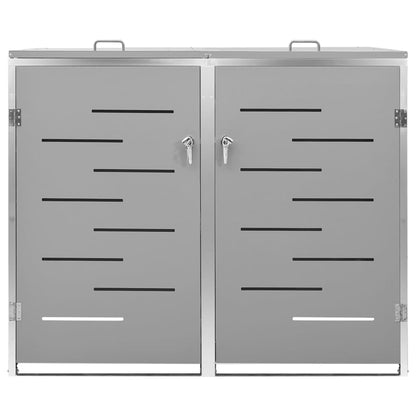 Copri Bidoni Pattumiera Doppia 138x77,5x112,5 cm Acciaio Inox - homemem39