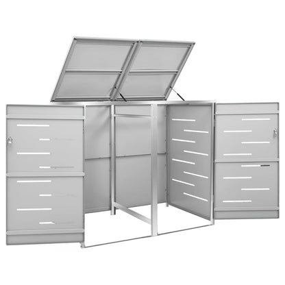 Copri Bidoni Pattumiera Doppia 138x77,5x112,5 cm Acciaio Inox - homemem39