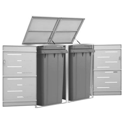 Copri Bidoni Pattumiera Doppia 138x77,5x112,5 cm Acciaio Inox - homemem39