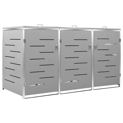 Copribidone per Spazzatura Triplo 207x77,5x112,5cm Acciaio Inox - homemem39
