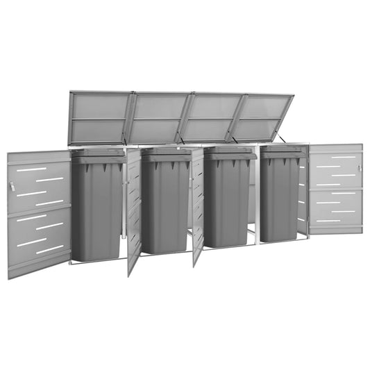 Copri Bidoni Pattume Quadruplo 276,5x77,5x112,5 cm Acciaio Inox - homemem39
