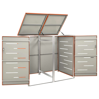 Copri Bidoni Pattumiera Doppia 138x77,5x112,5 cm Acciaio Inox - homemem39