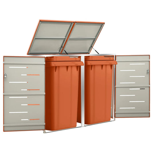 Copri Bidoni Pattumiera Doppia 138x77,5x112,5 cm Acciaio Inox - homemem39