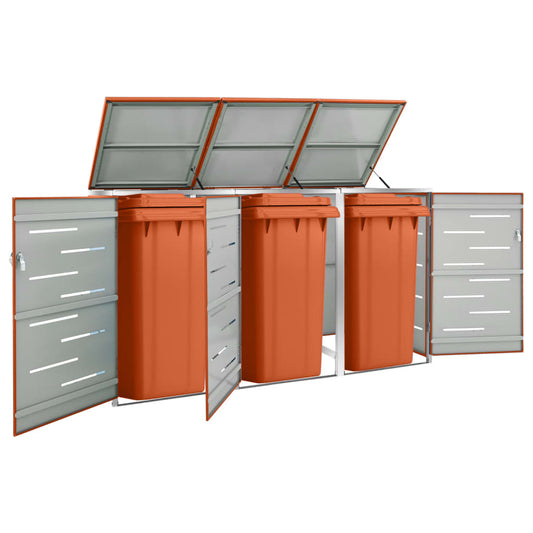 Copribidone per Spazzatura Triplo 207x77,5x112,5cm Acciaio Inox - homemem39