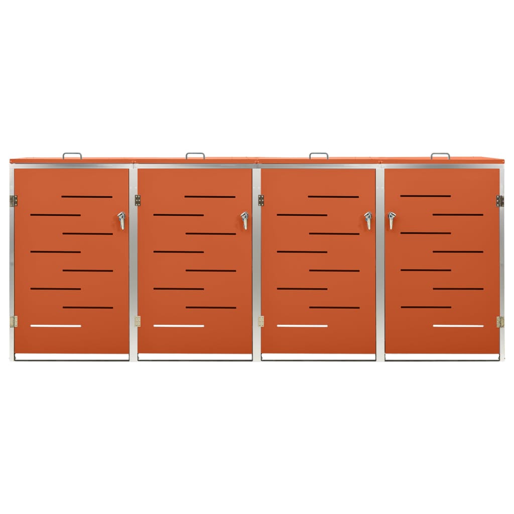 Copri Bidoni Pattume Quadruplo 276,5x77,5x112,5 cm Acciaio Inox - homemem39