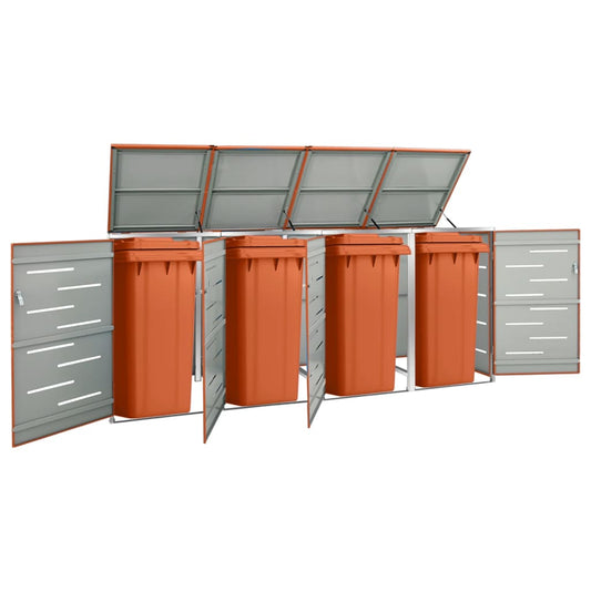 Copri Bidoni Pattume Quadruplo 276,5x77,5x112,5 cm Acciaio Inox - homemem39
