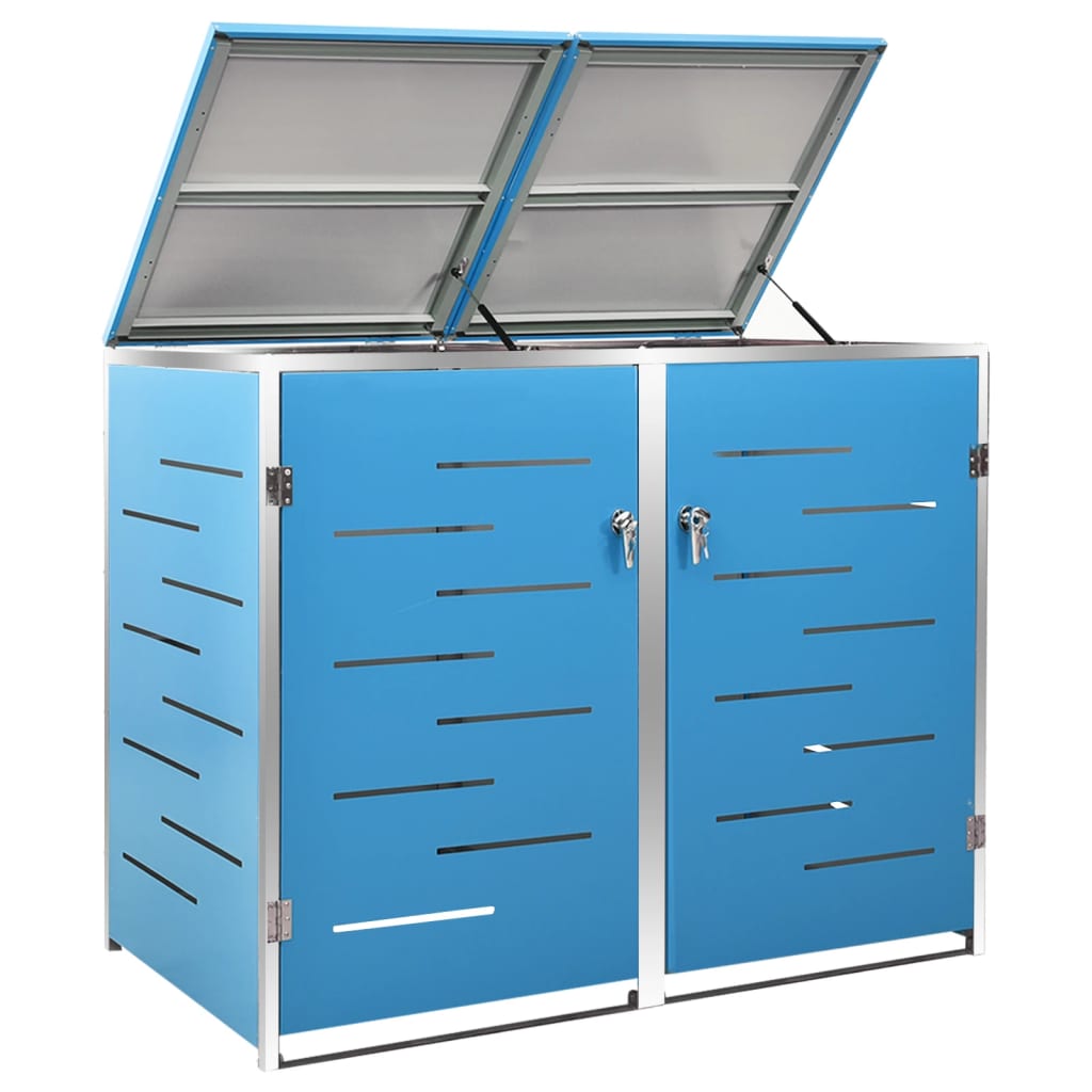 Copri Bidoni Pattumiera Doppia 138x77,5x112,5 cm Acciaio Inox - homemem39
