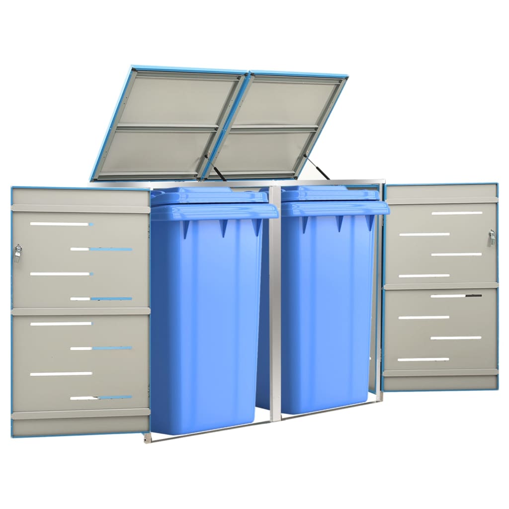 Copri Bidoni Pattumiera Doppia 138x77,5x112,5 cm Acciaio Inox - homemem39